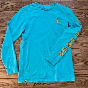 Dutch Bros Logo on Long Sleeve T-Shirt Turquoise Teal Size M 100% Cotton